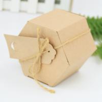 Caja de dulces de papel Kraft de 50 piezas, caja de regalo de cartón Hexagonal, con hilo y etiqueta, suministros para fiestas de boda - details 4