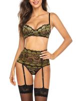 Conjunto de lencería de cintura alta para mujer, ropa interior con liguero de encaje - details 9