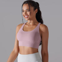 Sujetador de yoga para mujer, ropa interior que absorbe los golpes, correas cruzadas para los hombros, top corto Fiess, deportes a prueba de golpes - details 16