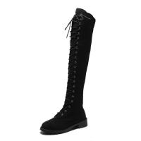 Botas por encima de la rodilla para mujer, zapatos informales de ante con cordones para exteriores, otoño - details 7