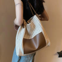 Bolso de mano de punto ahuecado de paja, bolso de hombro hecho a mano de gran capacidad, bolso de playa informal de diseñador para mujer - details 13