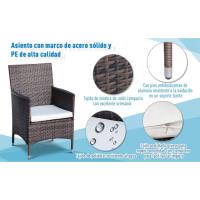 Conjunto de 1 Mesa 2 Sillas Muebles Ratán para Jardín