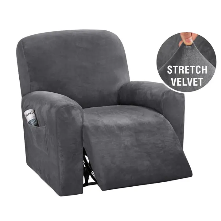 Fundas de terciopelo para silla reclinable, gruesas y elásticas, con bolsillo lateral, lavables, Protector de sofá para chico Perezoso - 1
