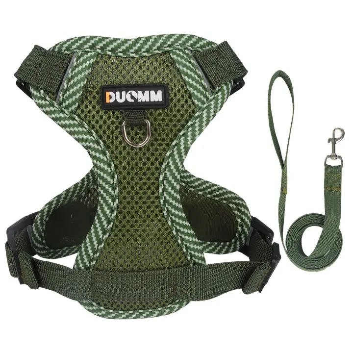 Conjunto de arnés ajustable para perros a prueba de Escape con cuerda de tracción, arnés para chaqueta, chaleco para caminar para mascotas de malla suave multicolor para todas las estaciones - 1