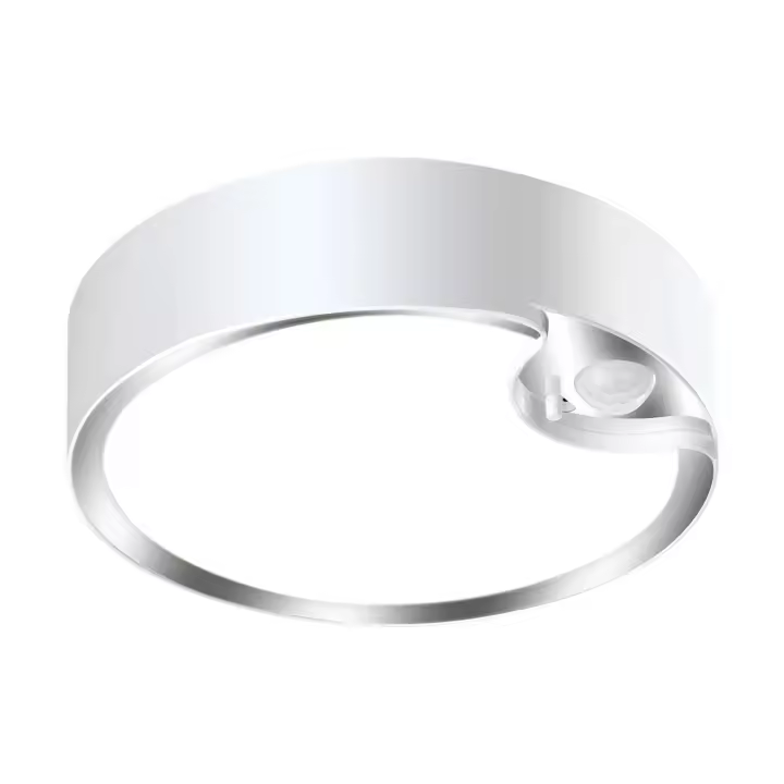 Plafón LED con sensor de movimiento, funciona con pilas, IP64, redondo, para uso en interiores - 1
