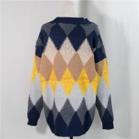 Cárdigans elegantes a cuadros para mujer, suéteres de gran tamaño con botones y manga abombada, Tops para invierno y primavera 2024 - details 11