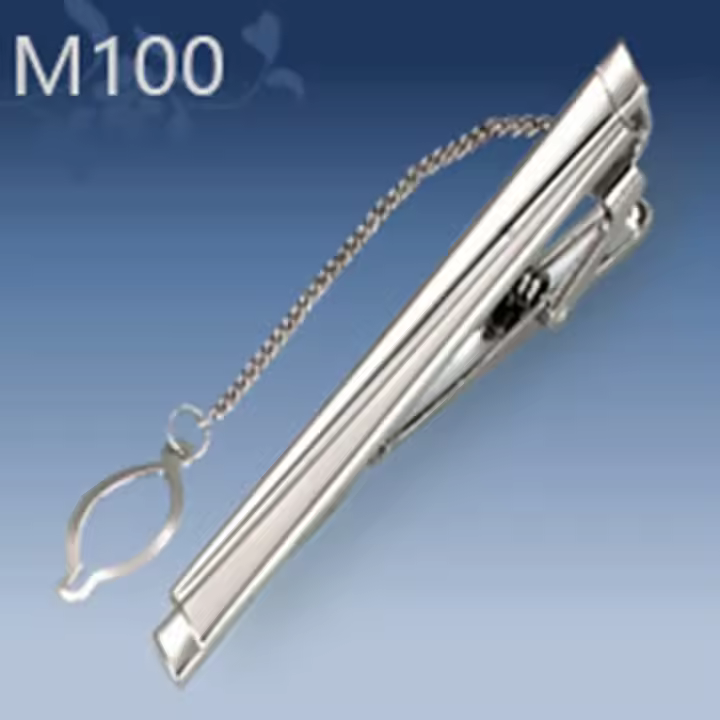 Clip de Corbata de Metal Plateado Pin de Corbata de Cristal para Hombres - 1
