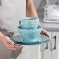 Vancasso-Juego de vajilla de gres con plato de cena, plato de postre, tazón, taza, servicio para 4 personas, VINE 16 - details 11