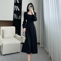 Elegante Vestido Midi de Cintura Alta Cintura A-Line de Fibra de Poliéster - details 2