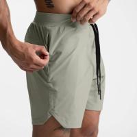 Pantalones Cortos de Gimnasio para Entrenamiento Casual de Fitness Secado Rápido, Una Capa, Color Sólido, con Cordón - details 6