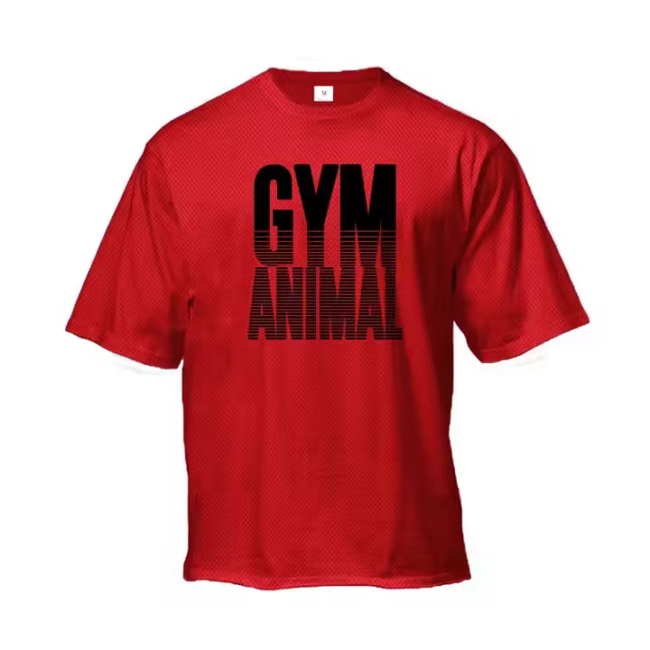 Gym Animal Oversized Drop Shoulders Half Sleeve T-shirt Mens Summer Quick Dry Mesh Bodybuilding Clothing Fitness Loose T Shirt - 1