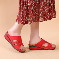 Zapatillas de mujer de talla grande, nuevas de verano, con plataforma, tacón medio, punta abierta, cruzadas y de color sólido. - details 10