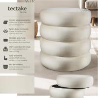 Taburete Almacenaje Bouclé, Carga: 120 kg, MDF, Puff Almacenaje, Taburete Dormitorio, Reposapies Puff, Zapatero Entrada Recibidor, Asiento Acolchado, Ideal Salón Hogar - 42 x 47 cm Crema - details 40