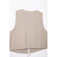 BUNO-traje de falda para mujer, Tops sin mangas con lazo y cuello en V, faldas Midi con cordón, Conjuntos Casuales de alta calle, moda - details 8