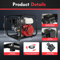 Bomba de Agua de Motor de Gasolina de 6.5HP Renderimiento Estable, Duradero, Práctico para Riegue y Piscina Material de Aluminio, Hierro, Plástico - details 3