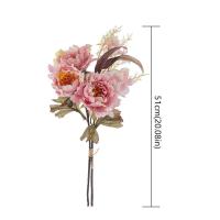 Ramo de flores de peonía artificiales de tacto Real, simulación de peonía hecha a mano de lujo, flores falsas realistas y elegantes, decoración del banquete de boda - details 0