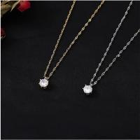 Collar Chapado en plata de ley 925, cadena de clavícula de circonita AAA brillante única versátil para mujer, joyería de boda al por mayor - details 4