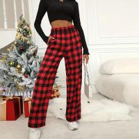 Pantalones de pijama de Navidad para mujer, pantalones con estampado a cuadros de otoño e invierno, pantalones rojos, pantalones casuales de pierna ancha a la moda, ropa de calle - details 0