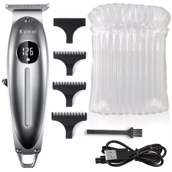 Kemei-cortadora de pelo eléctrica profesional, máquina de corte de pelo recargable con pantalla LCD, 1948 - 1