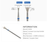 Broca Invertida de Cone KADS para Uñas Herramienta de Limpieza para Esmalte y Uñas Mango de Acero Inoxidable Cabeza de Amolar - details 2