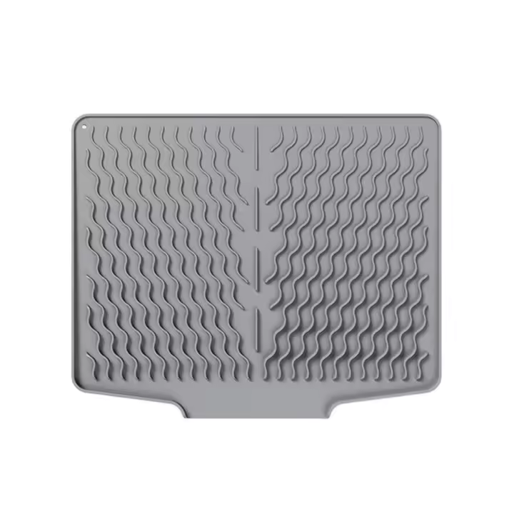 Estera de secado de platos de silicona grande y duradera, escurridor plegable de secado rápido antiescaldaduras, agujero colgante, alfombrilla para fregadero fácil de limpiar, encimera - 1