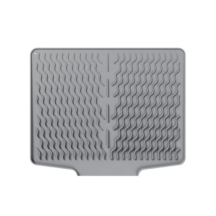 Estera de secado de platos de silicona grande y duradera, escurridor plegable de secado rápido antiescaldaduras, agujero colgante, alfombrilla para fregadero fácil de limpiar, encimera - 1