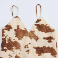 TRAFZA 2025 vestido de noche estampado a la moda para mujer, vestidos por debajo de la rodilla de verano para mujer, vestidos sin mangas con cuello en V y cremallera trasera sin espalda - details 3