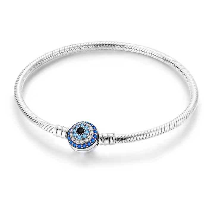 Collar de círculo redondo simple de 1 pieza de plata de ley 925 clásico original para mujer, se adapta a cuentas originales, perfecto para joyería de boda y cumpleaños - 1