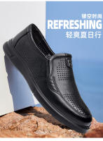 Primera capa de cuero de vaca, zapatos de negocios casuales, zapatos de cuero para hombre, zapatos con agujero hueco, zapatos de pedal ligero, sandalias casuales para hombre - details 1