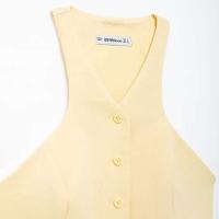 Chaleco Amarillo con Cuello en V Manga Corta, Elegante para Mujeres, Blazers y Vestidos - details 3