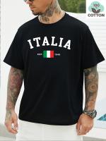 Camiseta de hombre 100% algodón puro, cuello redondo casual, impresión de letras no transparente, lavable a máquina - 180g - details 1