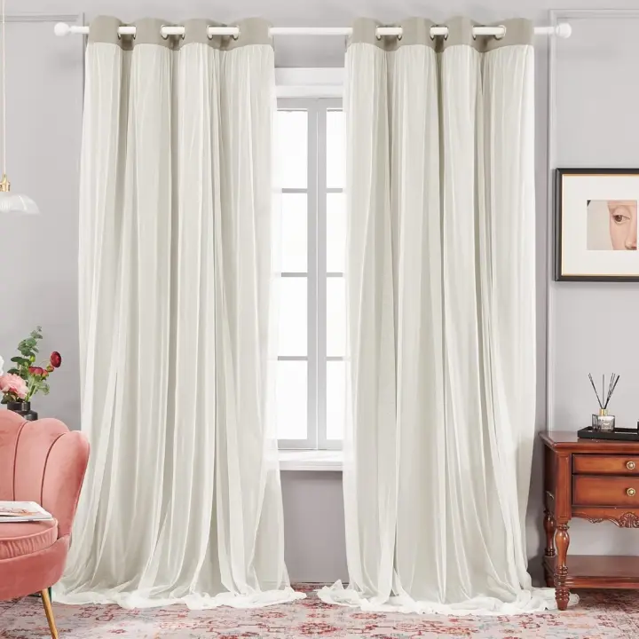 Cortinas Térmicas Aislantes para Dormitorio y Salón Decoración Moderna para Habitación con Ojales - 1