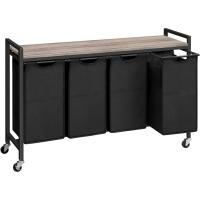 Cesto para Ropa Sucia, Cesta Colada, 4 Bolsas Colada de Tela Oxford Extraíbles, Carro Lavandería, 4 x 39,8 L, 110,5 x 33 x 74,5 cm - details 0