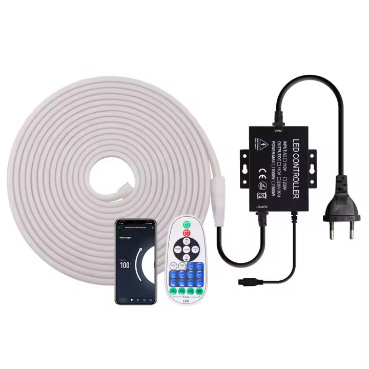 Tira de luces LED COB de 220V, 288led/m, luz de neón con WIFI, Control remoto de 23 teclas, 3000K, 4000K, 6000K, Kit de enchufe de alimentación de la UE - 1