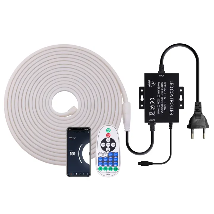 Tira de luces LED COB de 220V, 288led/m, luz de neón con WIFI, Control remoto de 23 teclas, 3000K, 4000K, 6000K, Kit de enchufe de alimentación de la UE - 1