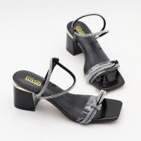 Sandalias de tacón alto con diamantes de imitación, tacones de bloque versátiles y modernos. - details 6