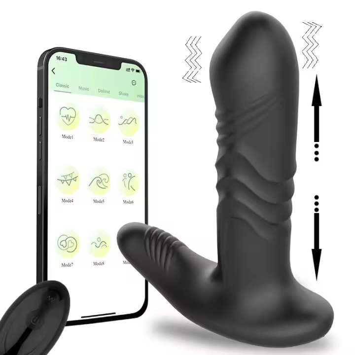 Aplicación de control remoto inalámbrico para jardín trasero, cinco generaciones de fuerte choque, vibrador de masaje de próstata masculino telescópico, juguetes sexuales para adultos - 1