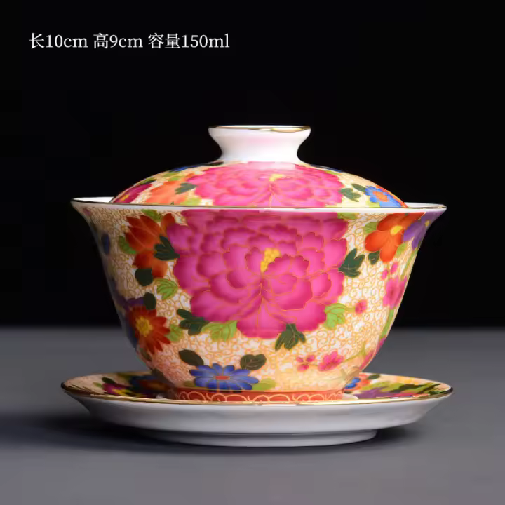 Taza individual cubierta de esmalte, tamaño cerámico de 300 ml, cuenco tritalento extra grande, juego de té Kung Fu para uso doméstico - 1