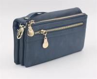 Cartera de Mujer de Cuero con Pulido Dull de Gran Capacidad Billetera de Doble Cierre Clutch Wristlet Cartera de Teléfono Monedero Porta Tarjetas Multiporo - details 16
