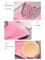 Sujetador deportivo para mujer, Push Up, sin aros, acolchado, entrecruzado, con tiras, para correr, entrenamiento de gimnasia, entrenamiento, ropa interior de Yoga, Tops cortos - details 25