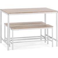 Conjunto Mesa y 2 Bancos Blanco para Comedor o Cocina, Mesa 110 cm x 70 cm x 75 cm, Estructura metálica - details 0