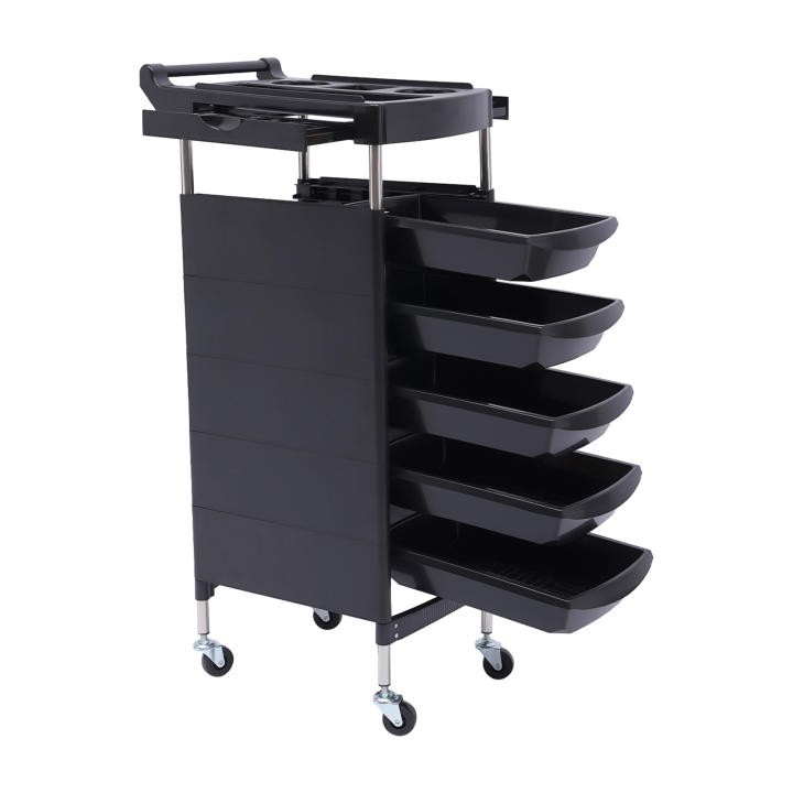 Carrito de Peluquería con Ruedas de 6 Niveles para Tintes y Productos Capilares, Plástico ABS y Acero Inoxidable