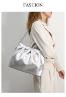 Bolsos de mujer de gran capacidad a la moda, nuevo bolso de mensajero de cadena plisada con textura de alta calidad en color sólido. - details 12