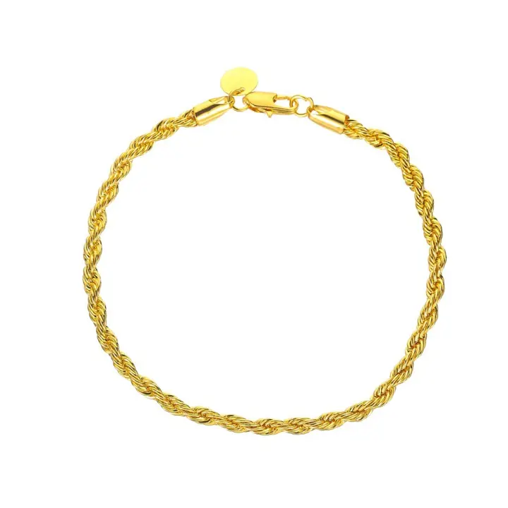 2025newKorea tejido giro pulsera de cadena gruesa hombres y mujeres color oro color plata ins pareja regaloImprescindible en la playa - 1