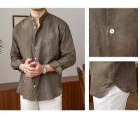 Camisa de Lino para Hombre Verano 2025 Cuello Henley Elegante Manga Larga Transpirable - details 12