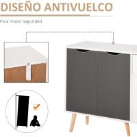 Aparador para Salón con 3 Puertas y Cajón Mueble Auxiliar para Salón Cocina Dormitorio 90x30x72 cm Blanco y Natural - details 13