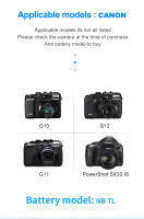 HQIX-cargador de batería para cámara Canon Powershot SX30 IS G10 G11 G12, NB-7L - details 6