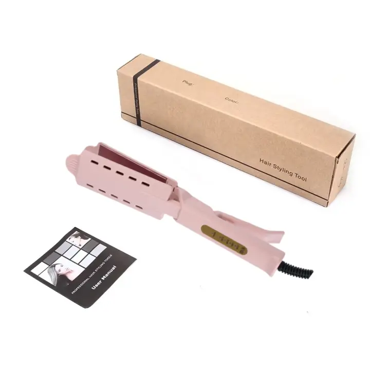 Plancha de pelo rosa para mujer, ajuste de temperatura de cuatro engranajes, cerámica turmalina, plancha plana iónica, Panel ancho - 1