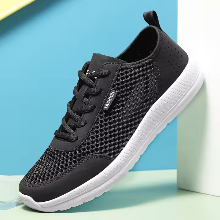 2023 Zapatos deportivos de moda de edición coreana Flyknit informales transpirables de encaje ligero de malla para hombres grandes - 1