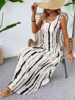 Vestido chaleco adelgazante con abertura sin mangas estampado a la moda de verano 2025 para mujer - details 4